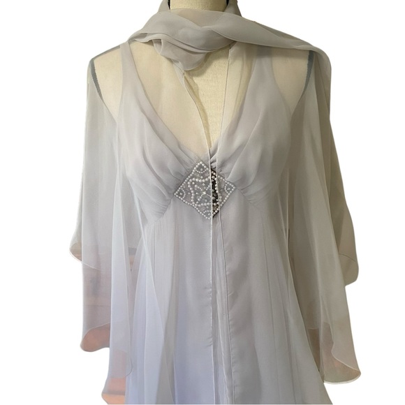 Jack Bryan vintage 1960s Gray Gown with Jeweled Bodice and Cape - Picture 5 of 13